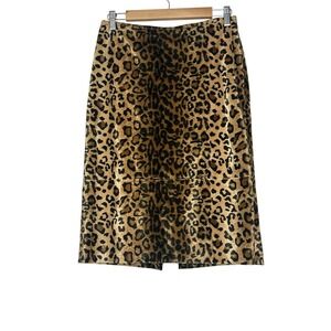 New Karen‎ Kane Skirt Women Size 6 Faux Fur Leopard Midi Pencil Animal Print
